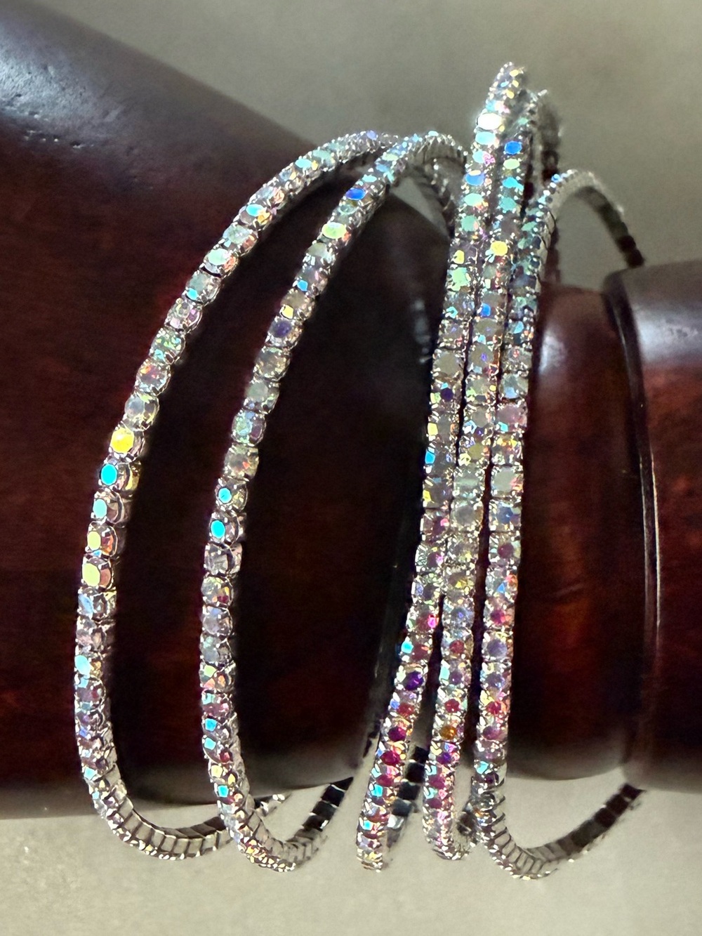 Aurora Borealis Rhinestone Stretch Tennis Bracelets NEW